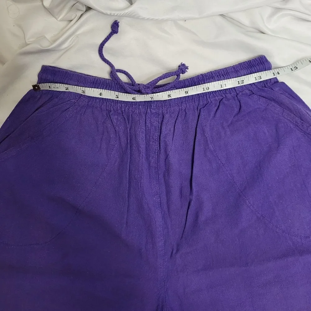 VINTAGE 90s purple baggy pull‎ on drawstring wide leg bermuda shorts M